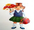 Фігурний плакат з вирубкою «Дівчинка-школярка з квітами». (Етюд), ціна  20.00 грн., замовити в Харкові - UA Market (ID#6253154).